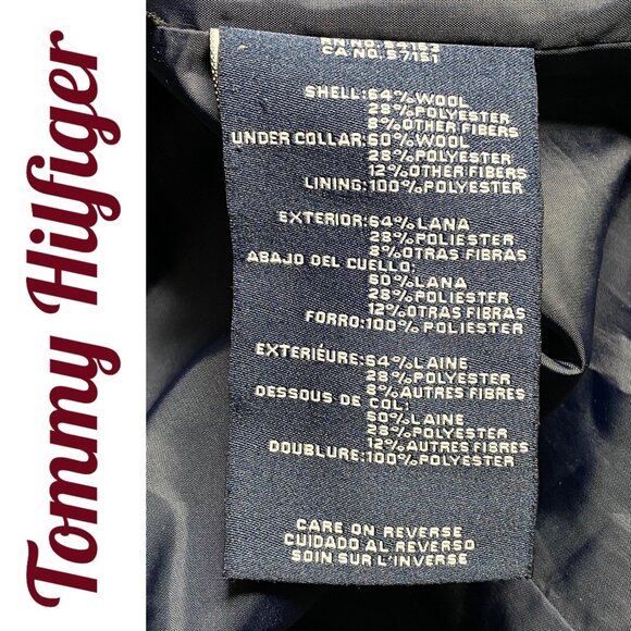 TOMMY HILFIGER WOOL PINE OLIVE GREEN CLASSIC PEACOAT COASTAL FISHERMAN, LARGE - Picture 6 of 10